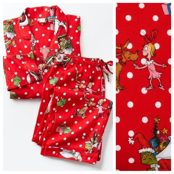 Pottery Barn Teen Pajamas Pb Teen Grinch Festive Organic Flannel
